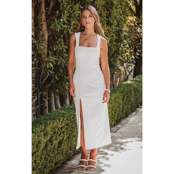 Show Me Your MuMu Dresses & Skirts - Show Me Your Mumu Midi Dress White Stretch Dress M